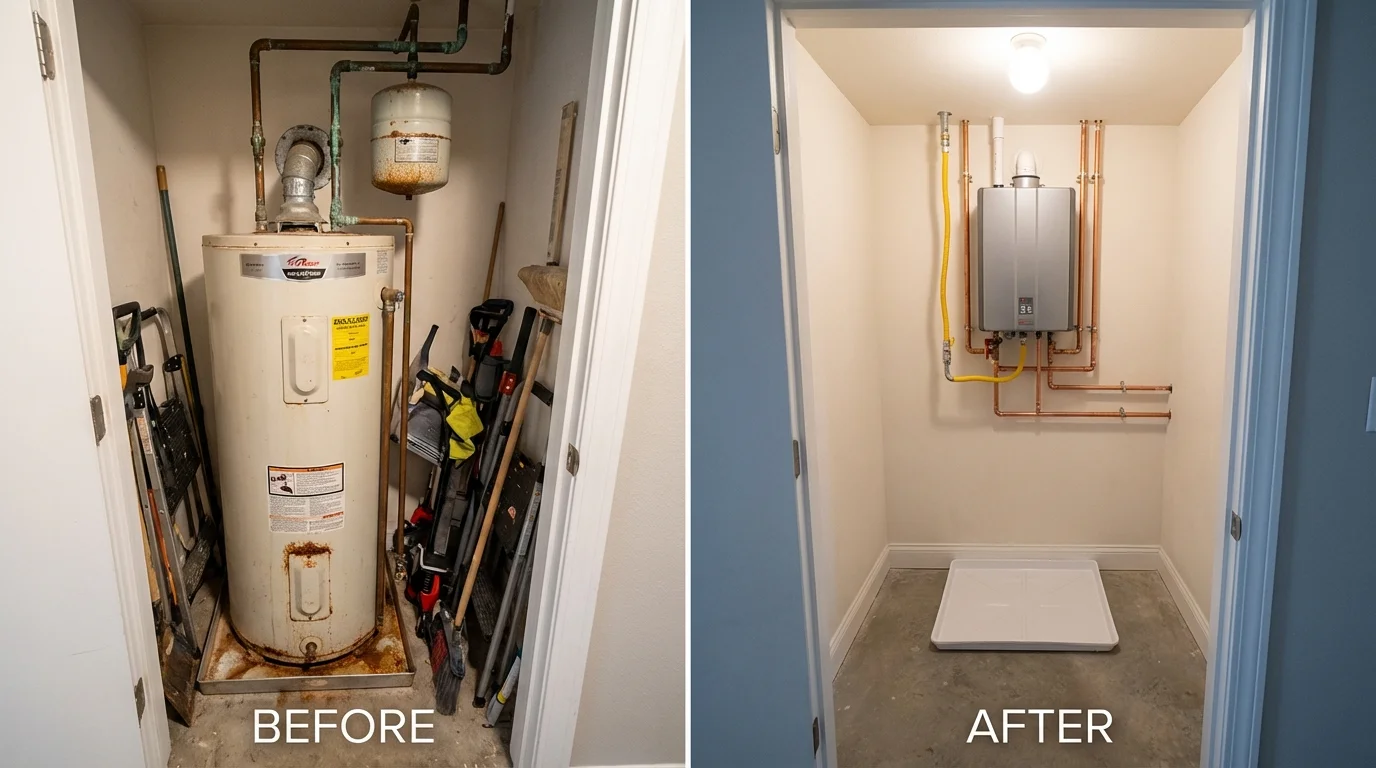 Tank water heater versus wall-mounted tankless unit comparison for Warren, AR homeowners